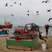 Working on the beach